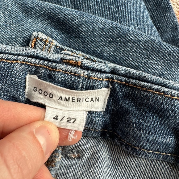 GOOD AMERICAN Good Straight in Indigo128 distressed size 4/27 gsbdh619t - Picture 2 of 8